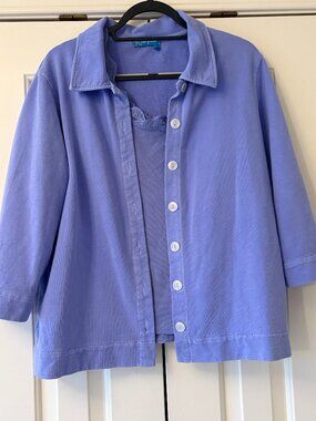 Fresh Produce French Terry Collared Cardigan w/ Matching Tank Top Size L